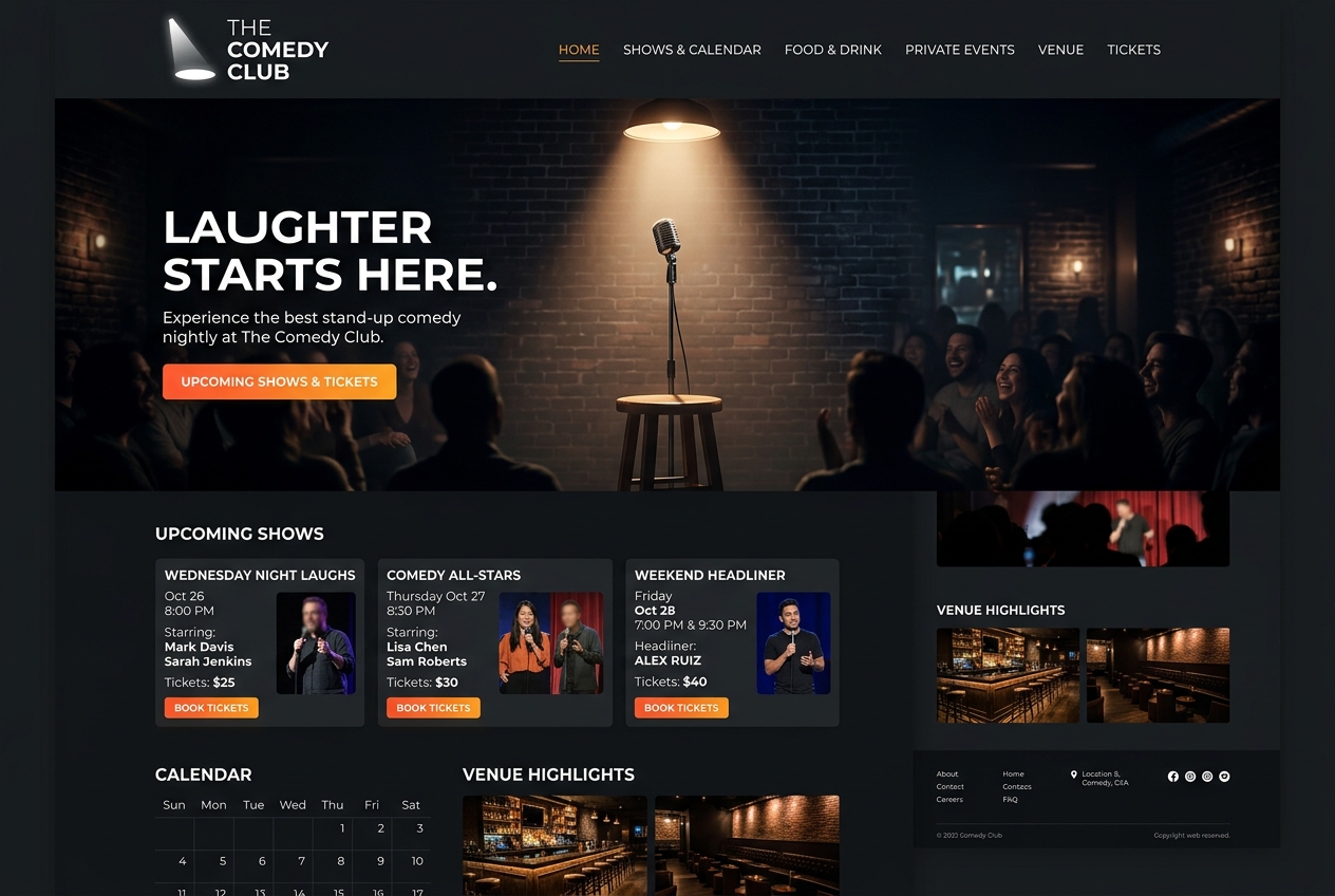 McGregor's Comedy Club events and ticketing portal