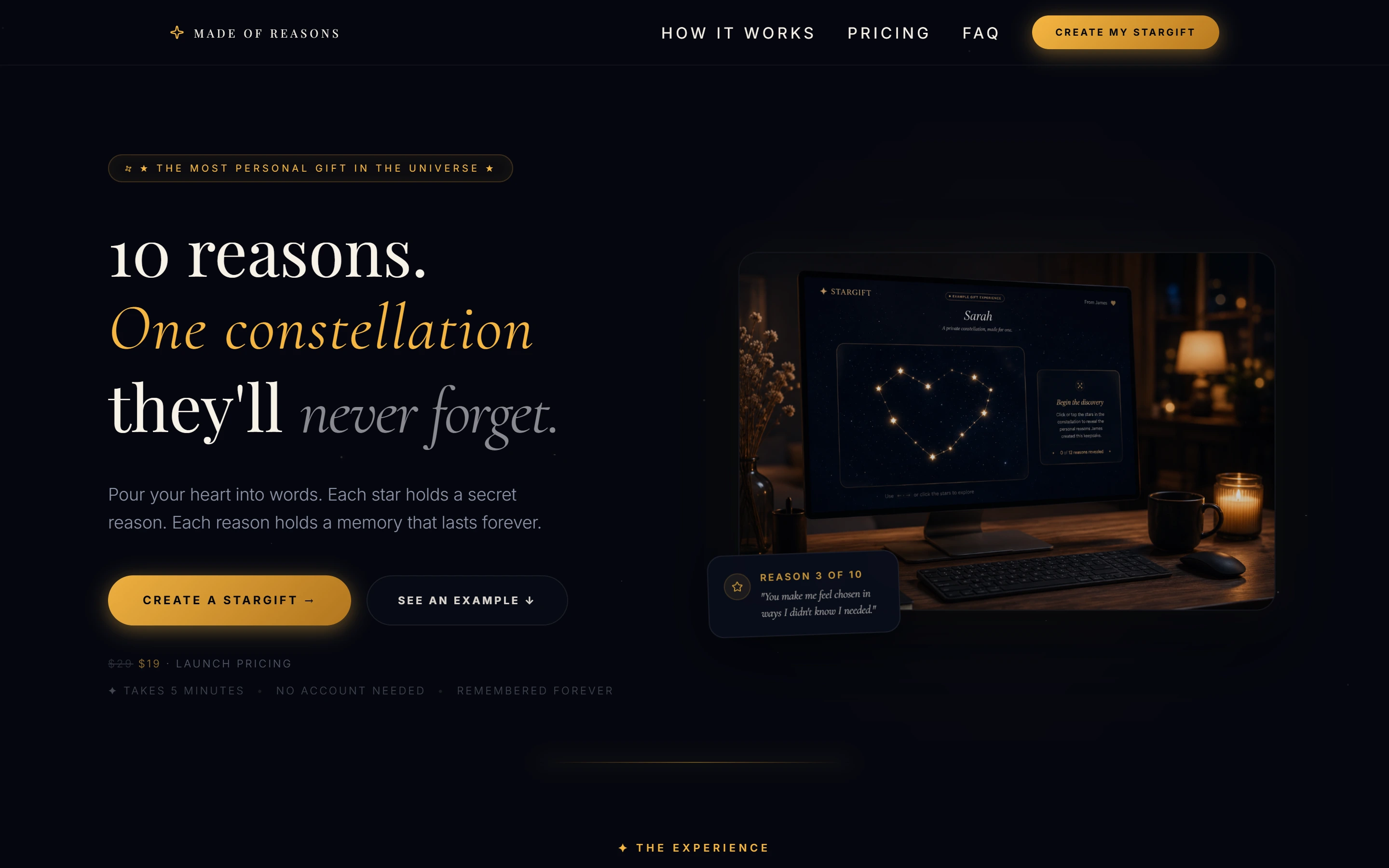 MadeOfReasons interactive web application interface