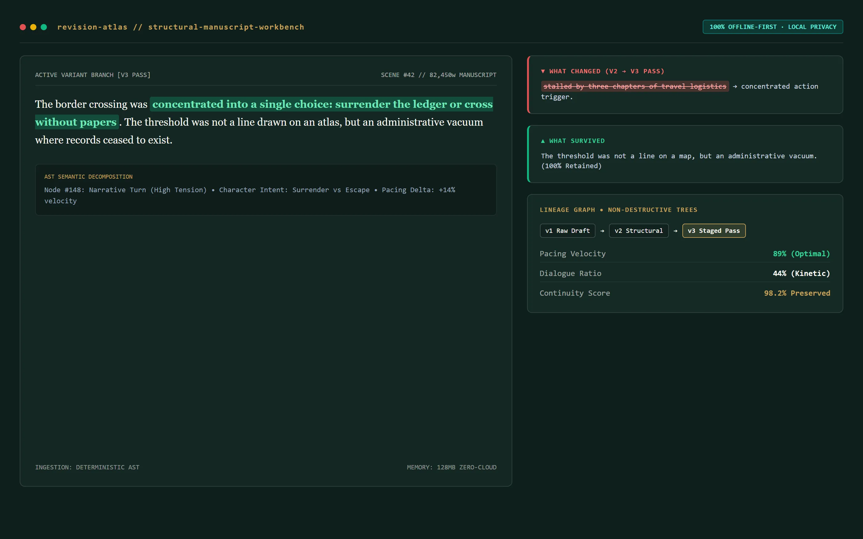Revision Atlas structural manuscript revision interface